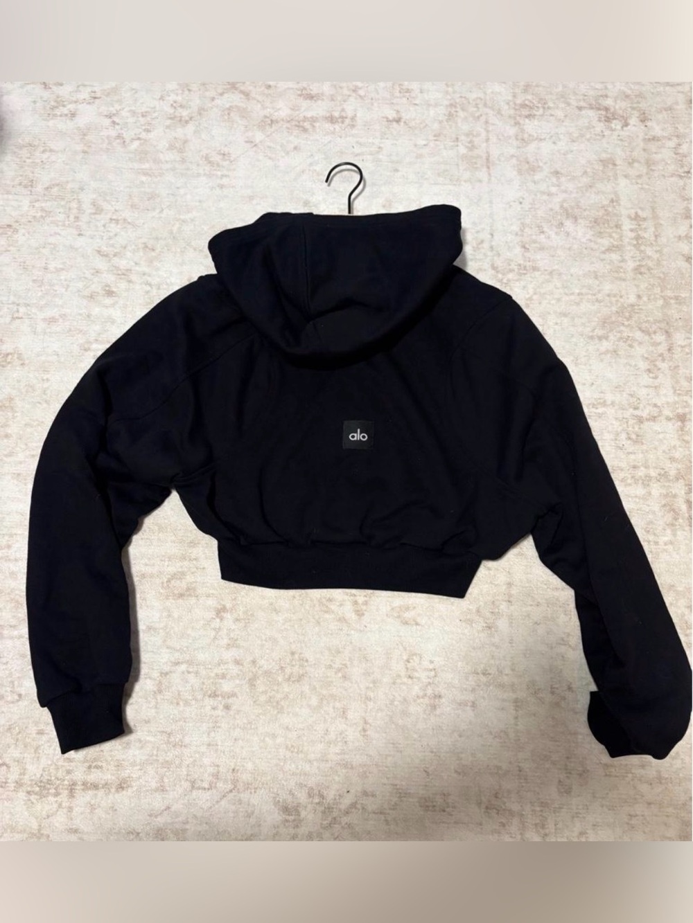 ALO Yoga Black Cropped Hoodie Sweatshirt